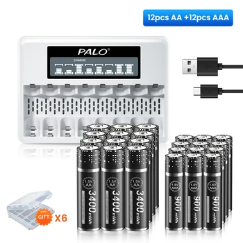 1,5 В AA + AAA Перезаряжаемая литий-ионная батарея с быстрым зарядным устройством для Камеры Игрушечные часы MP3-плеер 3400 МВтч AA Батарея
