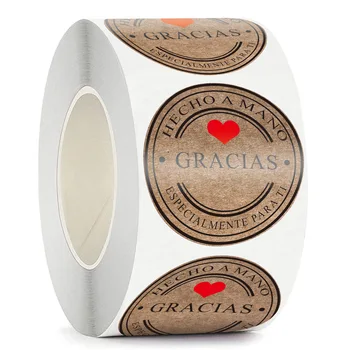 100-500 шт., разные стили, Крафт-этикетки Gracias на испанском, наклейки с надписями 