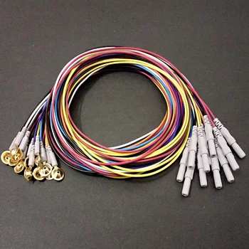 10шт Многоцветный Din-разъем 1,5 мм и позолоченный медный колпачок для электрода, кабель для ЭЭГ мозга во время сна, 1,5 м