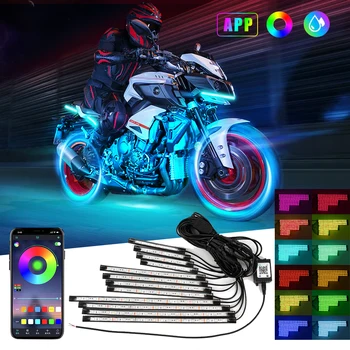 12 шт., светодиодные фонари для днища мотоцикла, RGB, многоцветный, управление приложением, Автомобильная неоновая лента для Yamaha Hodna Atmosphere Lamp