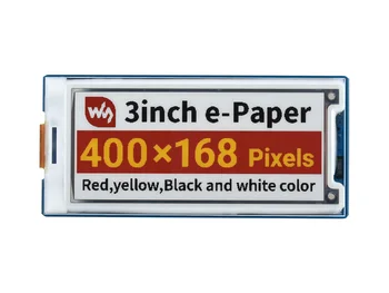 3-дюймовый модуль электронной бумаги (G), 400 × 168, красный /желтый / черный / белый, низкое энергопотребление, широкий угол обзора, эффект бумаги без электричества
