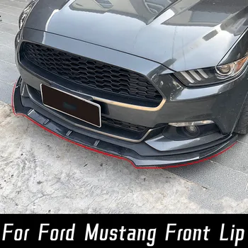 3 шт. Для Ford Mustang 2015-2021 Передний бампер для губ, Боковые разветвители, диффузор, аксессуары для спойлера, Черный обвес из углеродного волокна