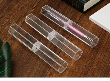 30шт Шестиугольная хрустальная прозрачная пластиковая ручка коробка для ручек подарочная коробка металлическая коробка для ручек прозрачный пластиковый пенал