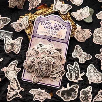 40 Листов Винтажных растений Бабочек Васи Бумажных наклеек для обложки альбома DIY Art Crafts Journal