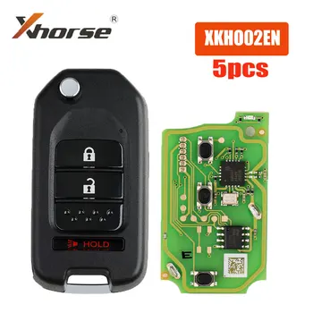 5ШТ Xhorse XKHO02EN Проводной Дистанционный ключ для Honda Автомобильный Ключ Флип 2 + 1 Кнопки Автомобильный Ключ Дистанционного Управления, Работающий с Xhorse VVDI Key Tool