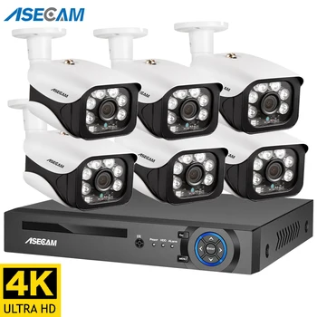 8-Мегапиксельная Система Видеонаблюдения 4K POE NVR Комплект Наружного Видеонаблюдения Home IP CCTV Camera Set Xmeye