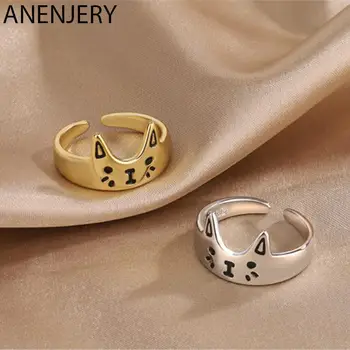 ANENJERY/ открытые кольца с милым мультяшным котом для женщин, милые аксессуары для дизайна ниши, ювелирные изделия, подарочные наборы оптом