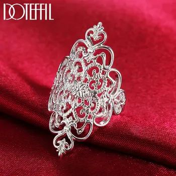 DOTEFFIL 925 пробы Серебряное полое кольцо с рисунком для женщин, модное свадебное обручальное подарочное украшение для вечеринки