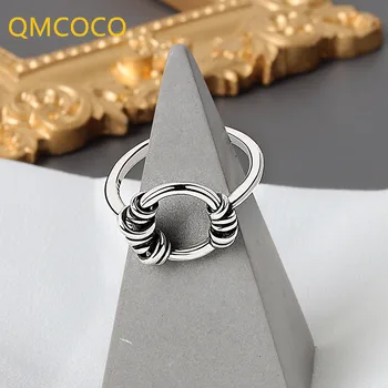 QMCOCO Серебристый Цвет, Винтажные ювелирные Изделия в стиле Панк, Открытое Регулируемое Индивидуальное Нерегулярное Кольцо, Женские подарки на День Рождения 2021, Модное
