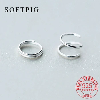 SOFTPIG, настоящее серебро 925 пробы, минималистичные геометрические серьги-клипсы для модных женских вечеринок, модные ювелирные украшения, аксессуары