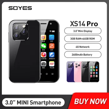 SOYES XS14 Pro Мини-Смартфоны 4G LTE 3 ГБ + 64 ГБ Android 9,0 Четырехъядерный 3,0 Дюймовый Аккумулятор Емкостью 2600 мАч Face ID Type-C Маленький Мобильный Телефон