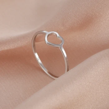 Skyrim Новые простые кольца с полым сердцем для женщин, минималистичные кольца на палец из нержавеющей стали, ювелирные изделия, подарки на Годовщину Помолвки