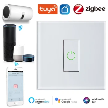 Tuya Zigbee Smart High Power Switch 20A Релейный Автоматический Выключатель для Бойлера, Электрического Водонагревателя, Приложение Для Управления Таймером, Голосовая Команда
