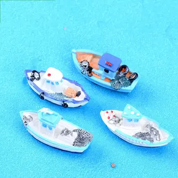 Аквариум, рыболовная лодка, Микро Пейзаж, Яхта в средиземноморском стиле, Игрушечное Настольное украшение, модель лодки