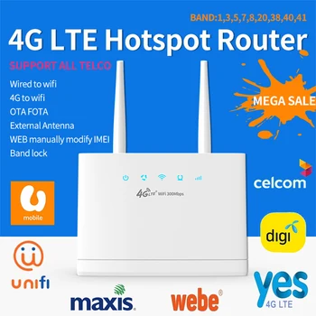 Беспроводной маршрутизатор 4G WiFi 300 Мбит/с, беспроводной модем 4G LTE, внешние антенны со слотом для SIM-карты, подключение к Интернету для домашнего офиса
