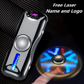 Двухдуговая USB Зажигалка С Гироскопом, Игрушка, Зажигалка для Пальцев, Ручной Спиннер, Зарядка, Ветрозащитный Перезаряжаемый Электронный Плазменный Бесплатный Лазер, Название