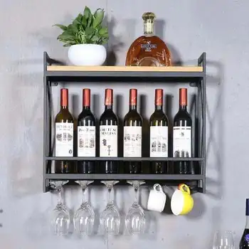 Железный винный шкаф в европейском стиле, Настенный стеллаж для хранения, Креативный винный шкаф из массива дерева