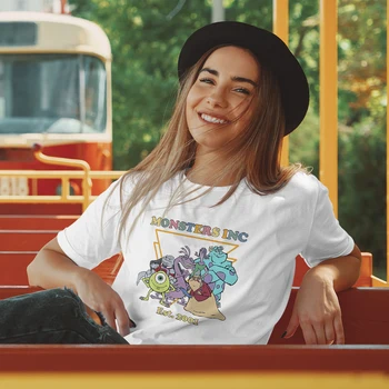 Женская футболка Disney с принтом Monsters Inc, Классический Стиль, Одежда для Отдыха в Диснейленде Instagram, Модный Тренд, Женские Топы, футболки
