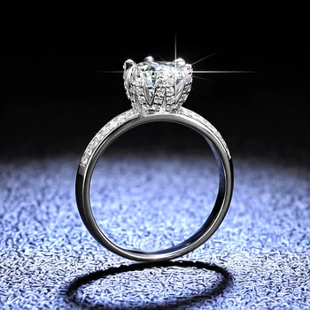 Женское Обручальное кольцо с бриллиантом в виде короны из стерлингового серебра 925 пробы с боковыми камнями Цвета Муассанит VVS1 D, свадебные кольца, Изысканные ювелирные изделия