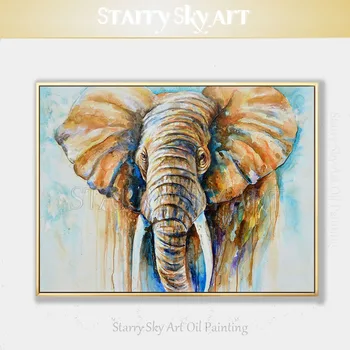 Квалифицированный художник, ручная роспись, Высококачественное абстрактное животное, Дикая природа, Слон, картина маслом на холсте, Африканский слон, картина маслом