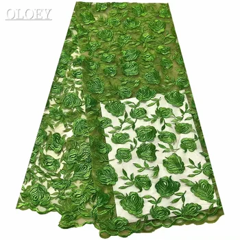 Классическая Модная Французская Сетчатая Кружевная Ткань с Цветочной Вышивкой, Африканская Нигерийская Кружевная ткань Для Свадебного платья