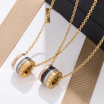 Классические Ожерелья из стерлингового серебра 925 пробы, керамическая вращающаяся подвеска, мужские и женские Ожерелья, простые роскошные модные брендовые ювелирные изделия