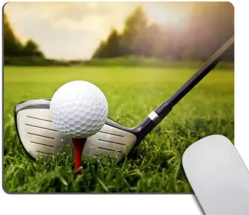 Клюшка для гольфа и мяч на заказ, прямоугольный нескользящий резиновый коврик для мыши, игровой коврик для мыши, поле для гольфа 9,5x7,9 дюймов