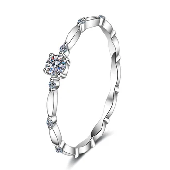 Кольцо из стерлингового серебра S925 пробы, кольцо с муассанитом, 0,1 карат, подарок для женщины, производство