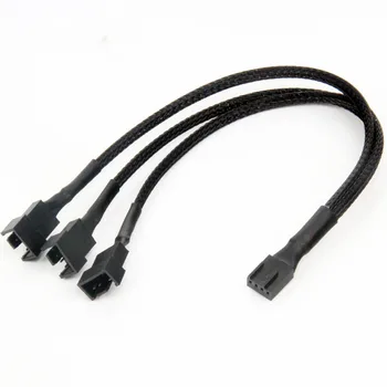 Контактный Шим-кабель вентилятора с 1 по 2/3/4 пути, разветвитель, черные рукава, удлинительный кабель длиной 27 см, Разъем для ШИМ-удлинителей