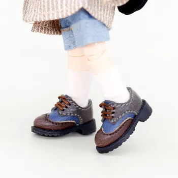 Кукольная обувь OB11 подходит для мужчин размера 1/12, модная и универсальная новая британская кожаная обувь в стиле пэчворк с круглой головкой