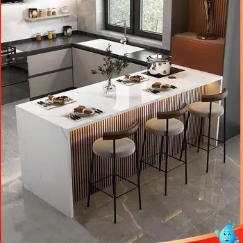 Легкий роскошный барный столик на островке, встроенный мраморный столик для маленькой кухни, руководство по хозяйству, многофункциональный современный простой дизайн