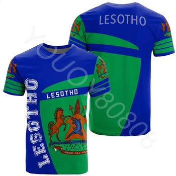 Летняя футболка с флагом страны Африканского региона в стиле Лесото, Спортивная Повседневная Мужская Модная футболка с коротким рукавом и принтом