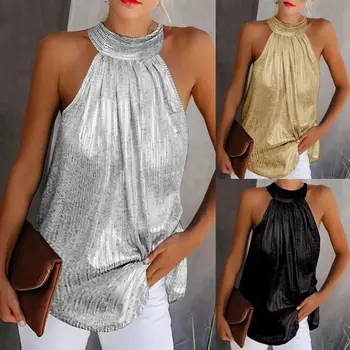 Модная однотонная летняя женская одежда больших размеров 4XL 5XL, яркий шелковый камзол на бретельках с застежкой-молнией