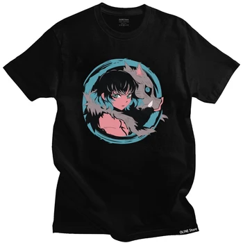 Модные Мужские футболки Аниме-Манги Inosuke Hashibira, Хлопковая футболка с короткими рукавами и графическим принтом Kimetsu no Yaiba Demon Slayer Tee