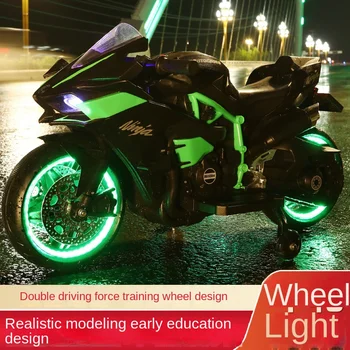 Мотоцикл детский электрический мотоцикл с легким колесом, двухколесный, с двойным приводом, может сидеть на зарядке аккумулятора, игрушечный автомобиль большого размера