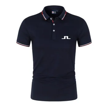 Мужская рубашка для гольфа, летняя быстросохнущая дышащая рубашка поло, модные топы с коротким рукавом, мужская футболка J Lindeberg, рубашка для гольфа