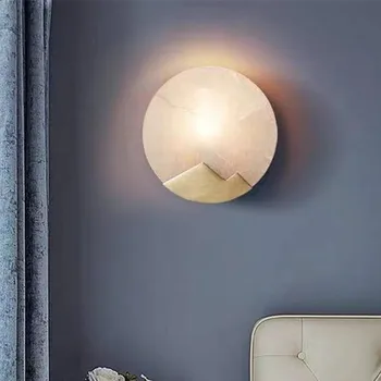 Настенный светильник из алебастровой латуни, роскошная лампа из китайского золота, креативный дизайнерский фон, прикроватная тумбочка в ванной, мраморный домашний настенный светильник
