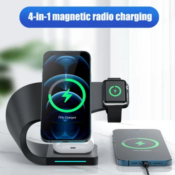 Новая Магнитная Беспроводная Подставка для Зарядного устройства Iphone13 12 Серии 15 Вт Индукционная Универсальная док-станция Magsave для Быстрой Зарядки Airpods Watch