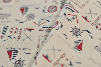 Новинка 150x50 см, льняная хлопчатобумажная ткань в морском стиле zakka, лоскутная текстильная ткань для шитья DIY, постельное белье, скатерти, ткани для диванов