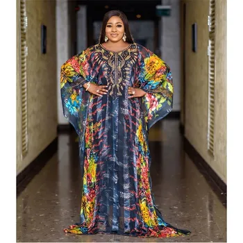 Новые Африканские Платья для Женщин Boubou Dashiki Diamond Африканская Одежда Абайя Дубайское Мусульманское Платье Халат Марокканский Кафтан Кафтан Платье