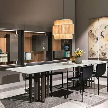 Обеденный стол из мраморной доски в Скандинавском стиле Для Большой квартиры, Итальянская кофейня, Минималистский стол для конференций, Мебель для столовой