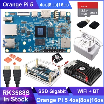 Оранжевый Pi 5-8 ГБ 4 ГБ 16 ГБ RK3588S PCIE Модуль Внешний WiFi + BT SSD Гигабитный Ethernet 5 В 4A Блок Питания под управлением ОС Android Debian