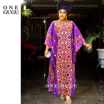 Оригинальное Платье Bazin Riche 2022, Высококачественная Африканская Вышивка, Кружевная Одежда С Камнями, Фиолетовые Нигерийские Женские Вечерние Свадебные Платья