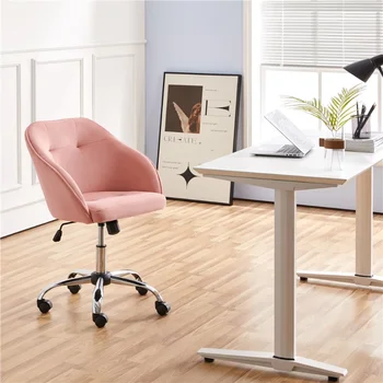 Офисное кресло SMILE MART Modern Velvet с регулируемым поворотом, розовый