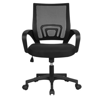 Офисное кресло Smile Mart с регулируемой средней спинкой, сетчатое, поворотное, с подлокотниками, черный