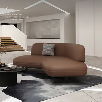 Офисный кожаный диван, современный и минималистичный диван для деловых переговоров в зоне ожидания, коммерческий диван в отеле