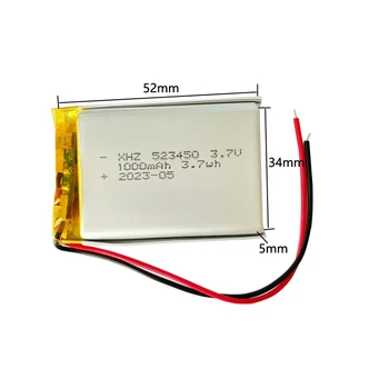 Перезаряжаемый литий-полимерный аккумулятор 523450 3,7 В 1000 мАч Lipo Li-polymer для GPS смартфона DVD MP4 MP5 LED лампы