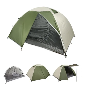 Походная палатка на 2 человека, Легкие Кемпинговые палатки, Двухслойная Водонепроницаемая Портативная сумка для пеших прогулок, Алюминиевый шест