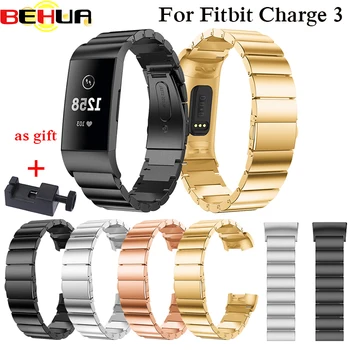 Ремешок из натуральной Нержавеющей Стали для часов Fitbit Charge 3 Charge3 Сменный Металлический Ремешок Для Часов Браслет с подключаемым браслетом