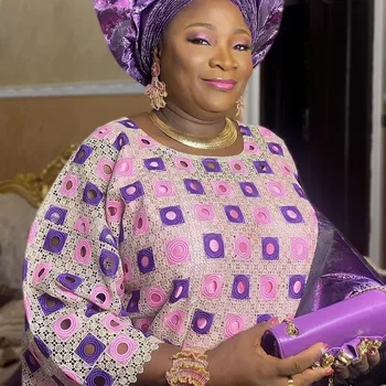 Роскошная Нигерийская гипюровая кружевная ткань 2023, Африканское швейцарское кружево с вышивкой, 5 ярдов Для элегантных женских вечерних платьев